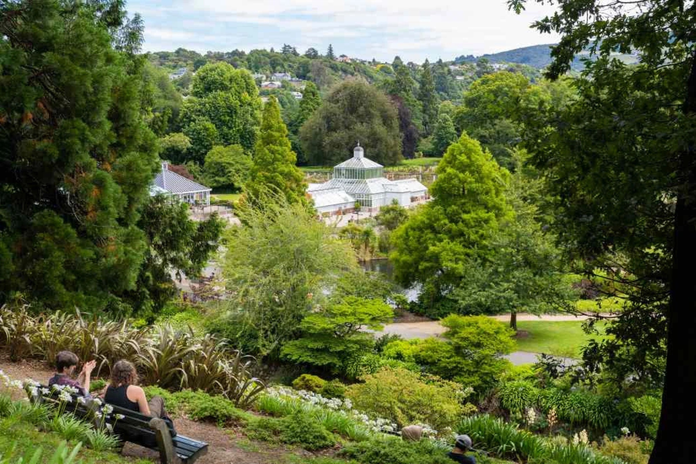 Dunedin Botanic Garden — the historic winter-garden glasshouse nestled in the Town Belt